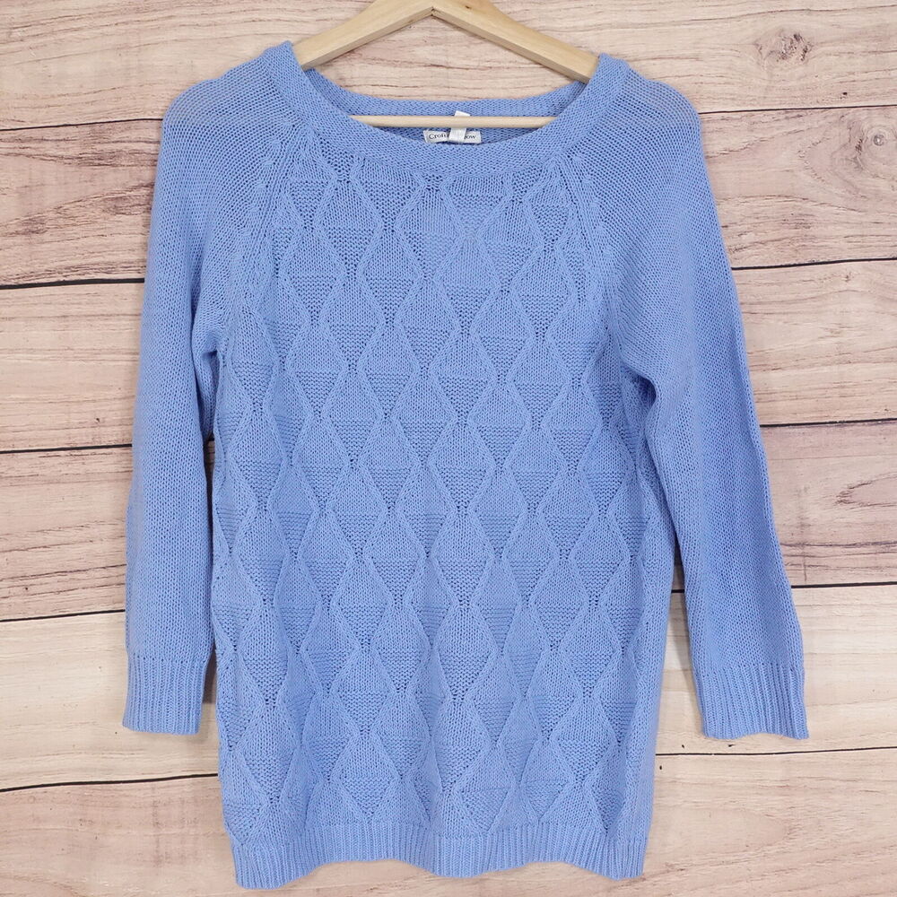 NWT CROFT & BARROW BLUE KNIT PULLOVER SWEATER SIZE S SMALL NEW!